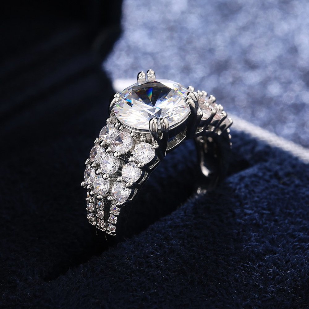 NEW 4CT Round Solitaire Diamond 925 Silver Ring - Picture 3 of 5